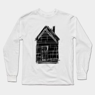 Lonely house. Black and white digital graphics. Minimalism Long Sleeve T-Shirt